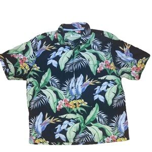 Tommy Bahama Black Floral Hawaiian Shirt